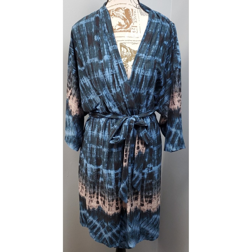 Linea Donatella Sleep Dress Womens S/M Multi Tie Dye Kimono Lounge Sleepwear